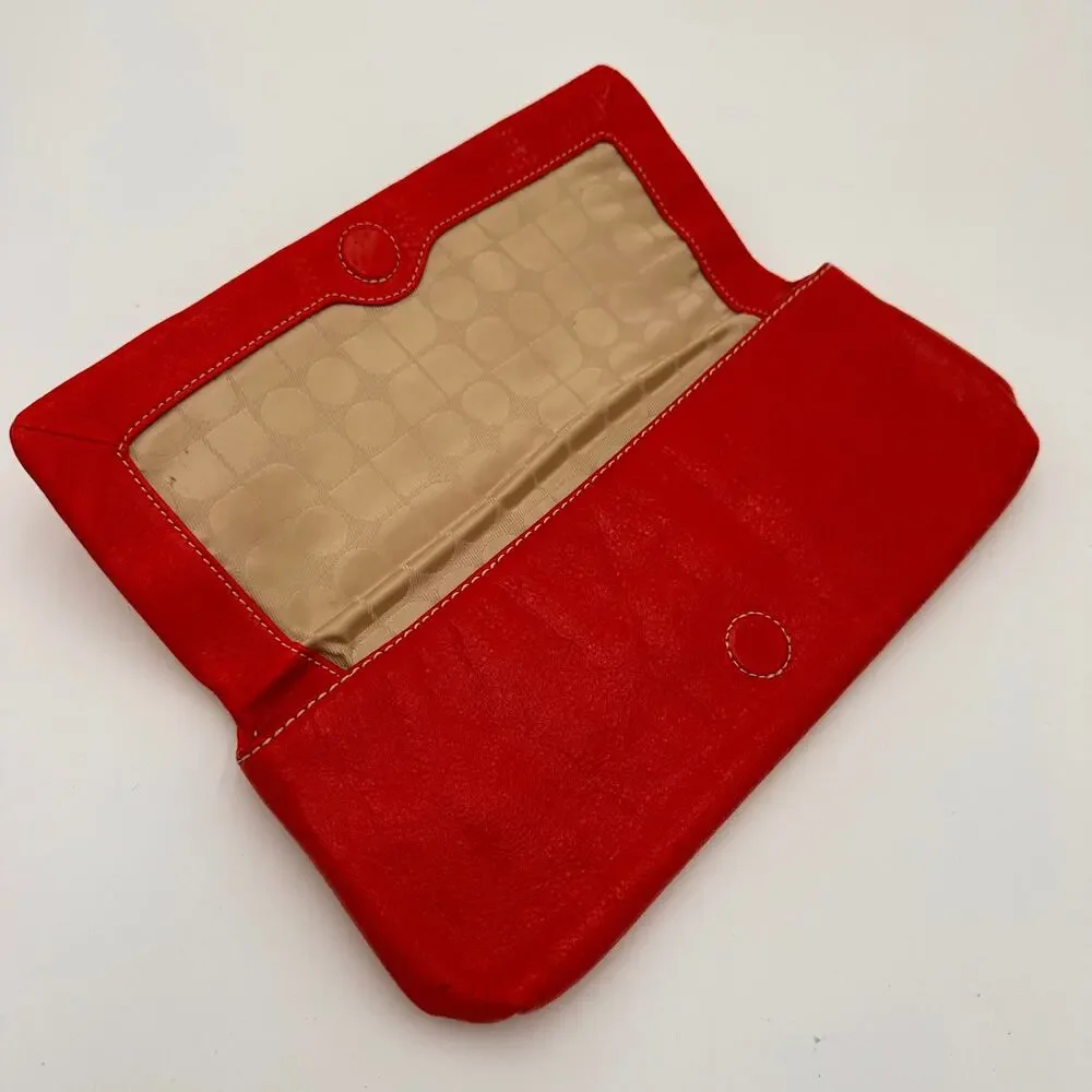 Kate Spade Red Leather Square Studded Flap Clutch